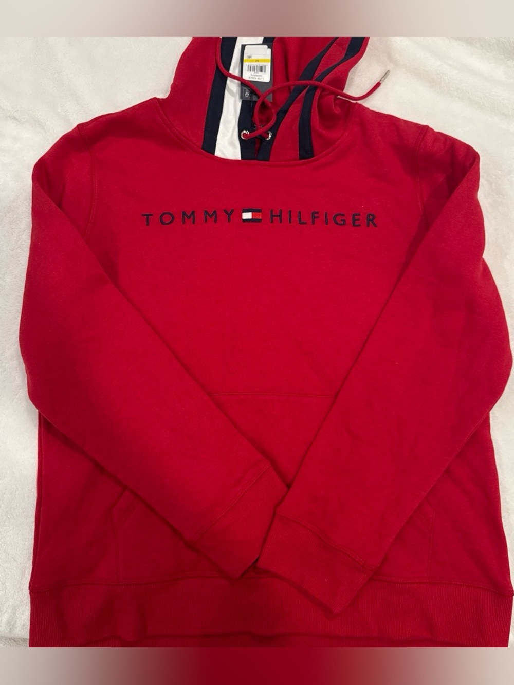Tommy Hilfiger Red Logo Hoodie with Navy Trim